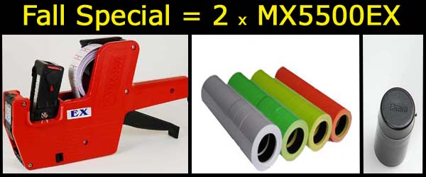 MX5500EX Package (label gun + labels + ink)